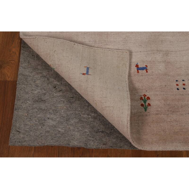 Little Animals Design Gabbeh Indian Foyer Rug Handmade Silk Carpet - 3'0"x 4'11"