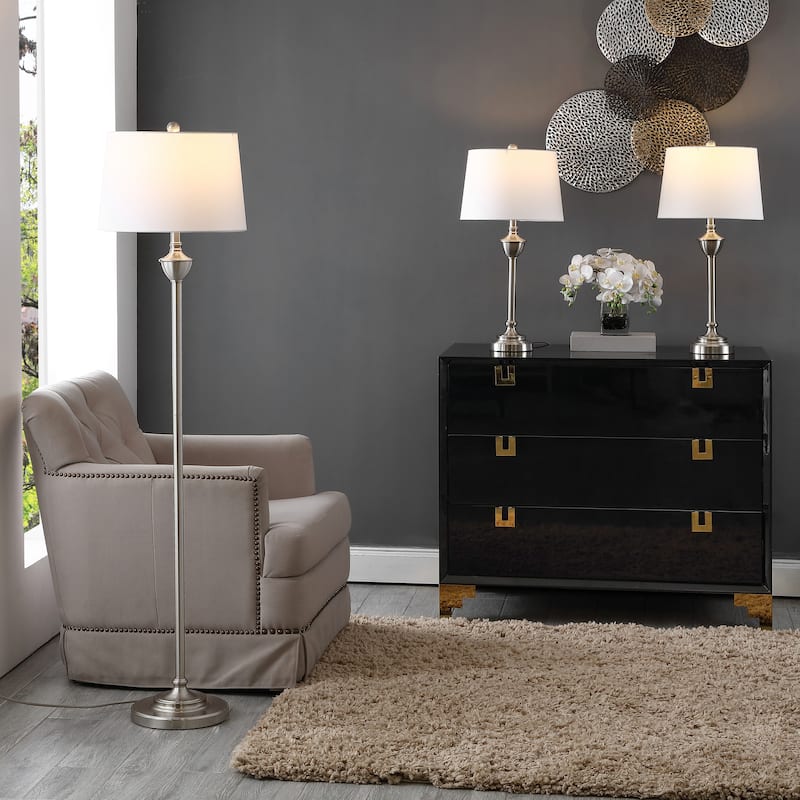 SAFAVIEH Lighting Meirav Floor And Table Lamp (Set of 3) - 15Wx15Dx61H