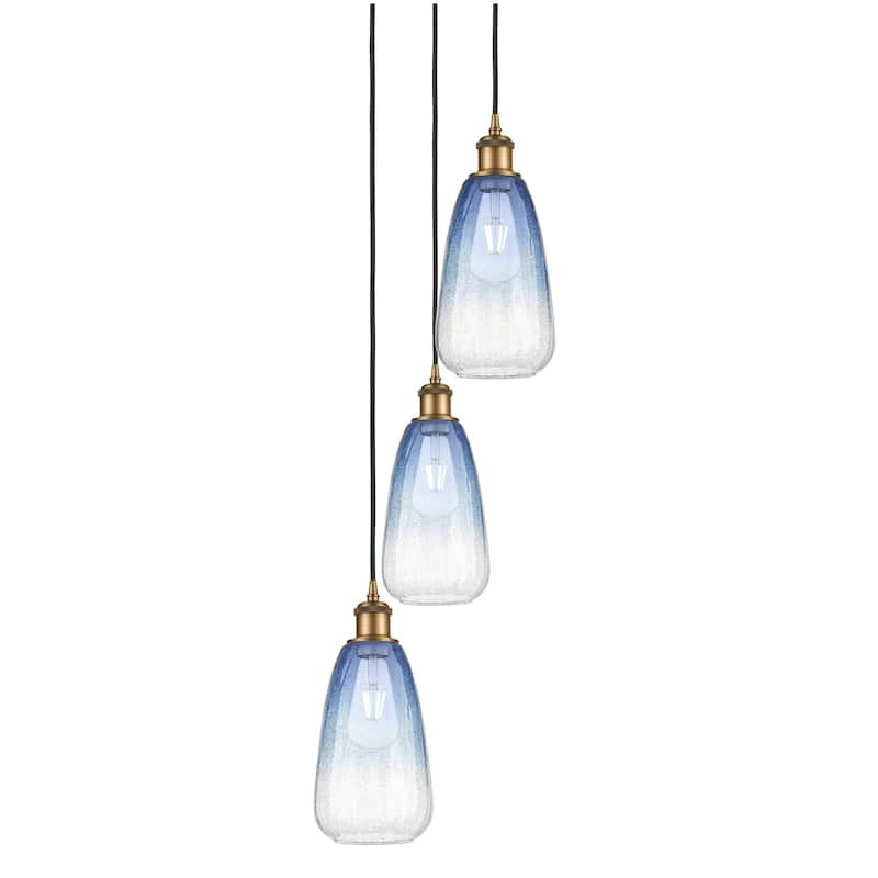 Innovations Lighting 113B-3P-40-13 Brookhaven Almond Pendant - Brushed Brass / Sapphire Blue
