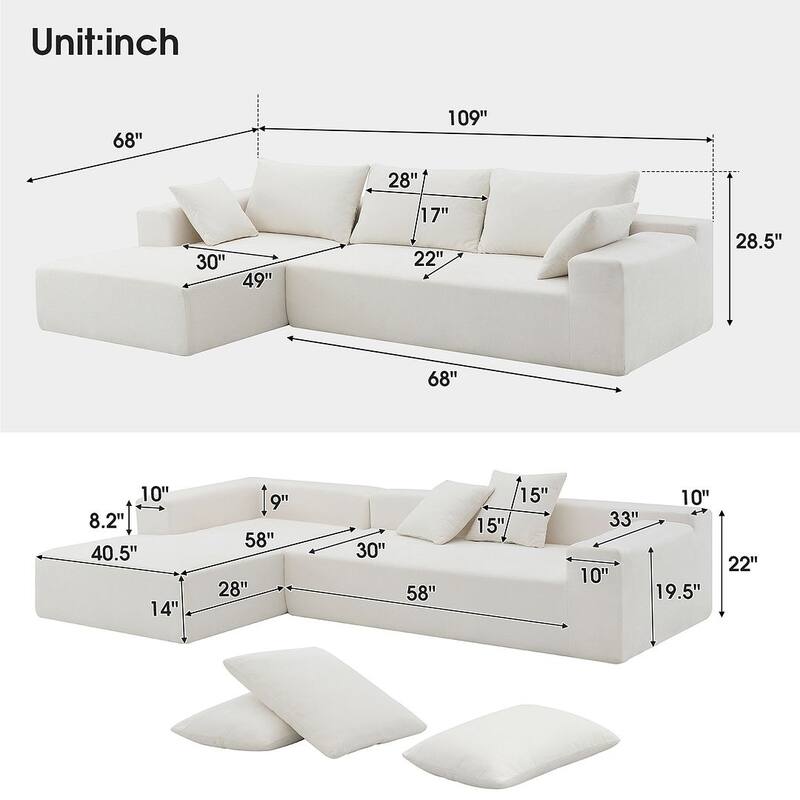 L-shaped Modular Sectional Living Room Sofa Set