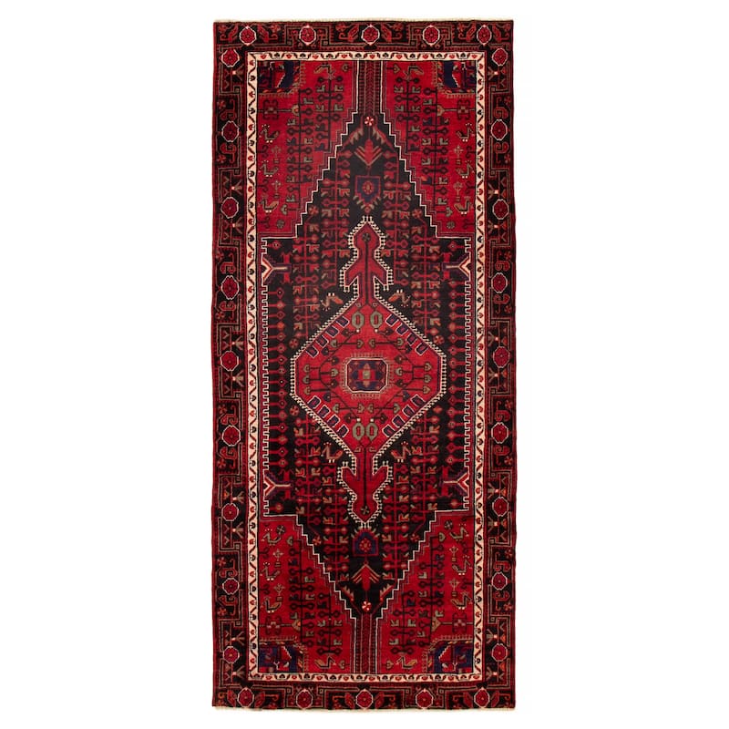 ECARPETGALLERY Hand-knotted Anadol Black, Red Wool Rug - 4'8 x 10'9 - Black/ Red - 4'8 x 10'9