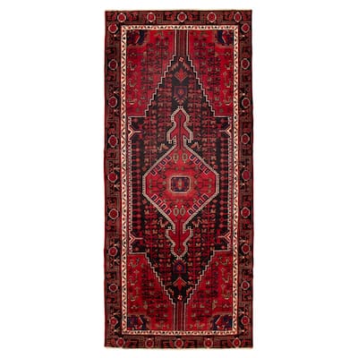 ECARPETGALLERY Hand-knotted Anadol Black, Red Wool Rug - 4'8 x 10'9