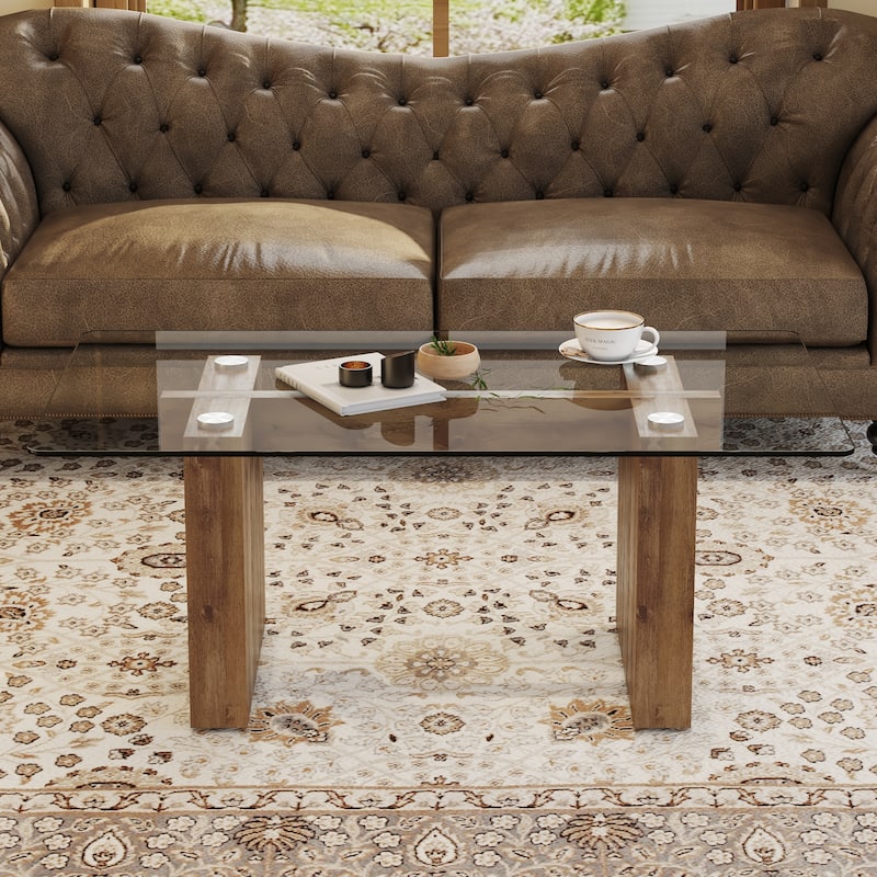 Modern minimalist Tempered glass with sticker desktop coffee table and dining table, paired with golden MDF decorative