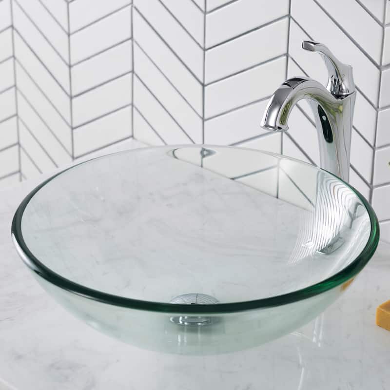 Kraus 16-1/2" Clear Glass Vessel Bathroom Sink Only