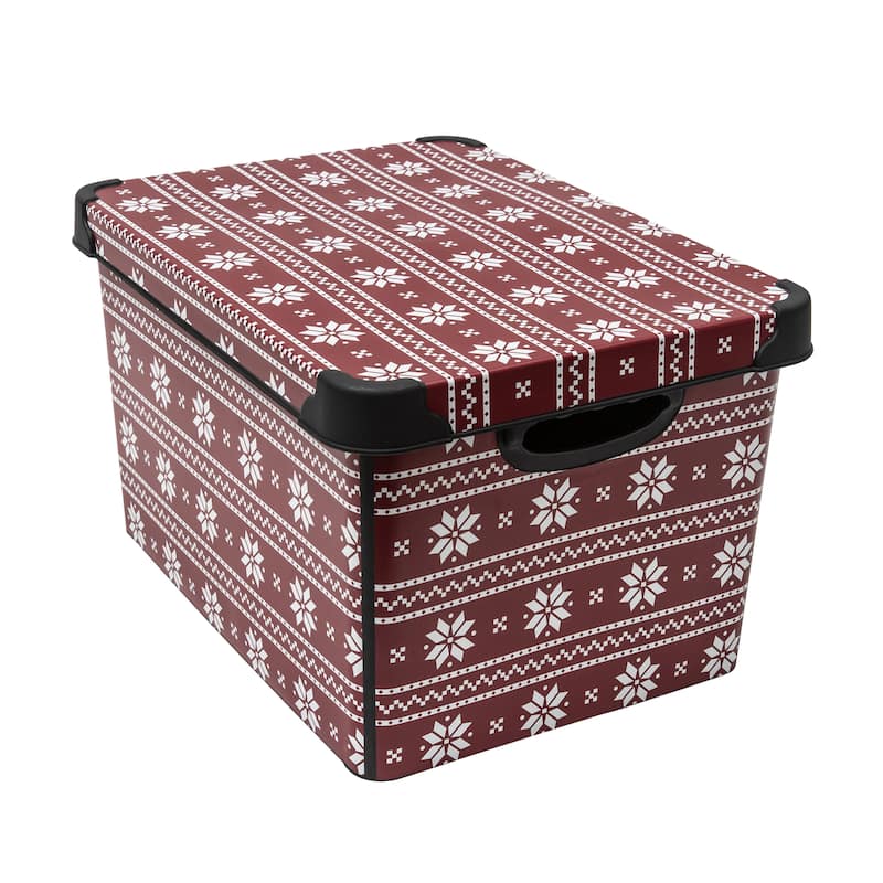 Simplify Checkered Storage Tote Bin - White