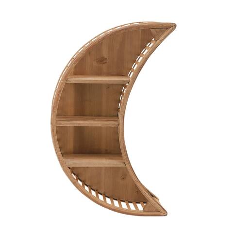 22"h Wood Moon Shaped Shelf, Brown 22.0"H - 13.0" x 4.0" x 22.0"