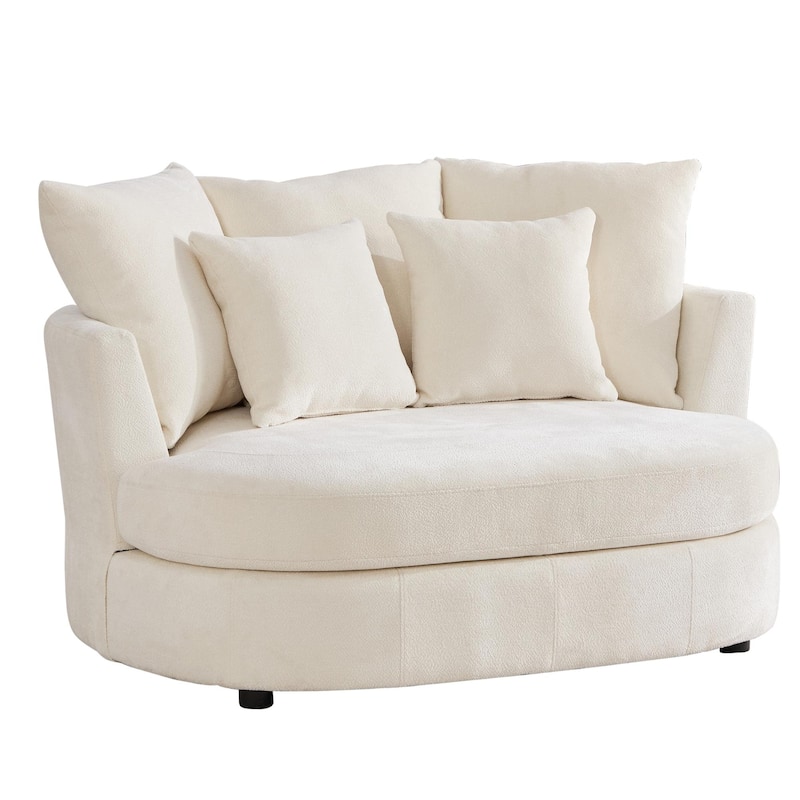 55.1" W Accent Barrel Chair,Modern Oversized Sofa Chair with 5 Pillows - Beige