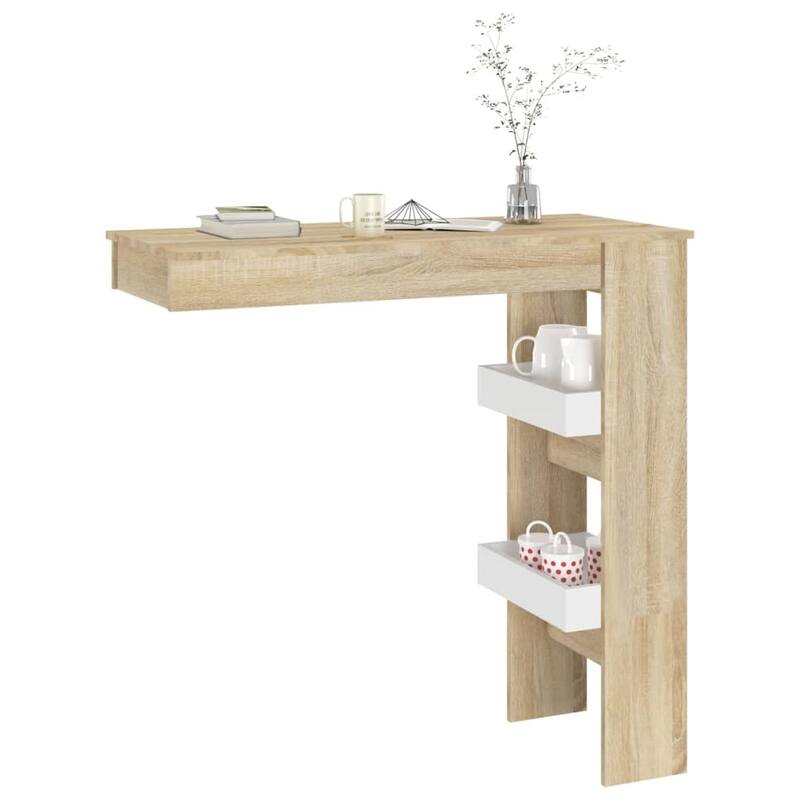 vidaXL Wall Bar Table Kitchen Bar Dining Table Computer Desk Engineered Wood - 40.2" x 17.7" x 40.7"