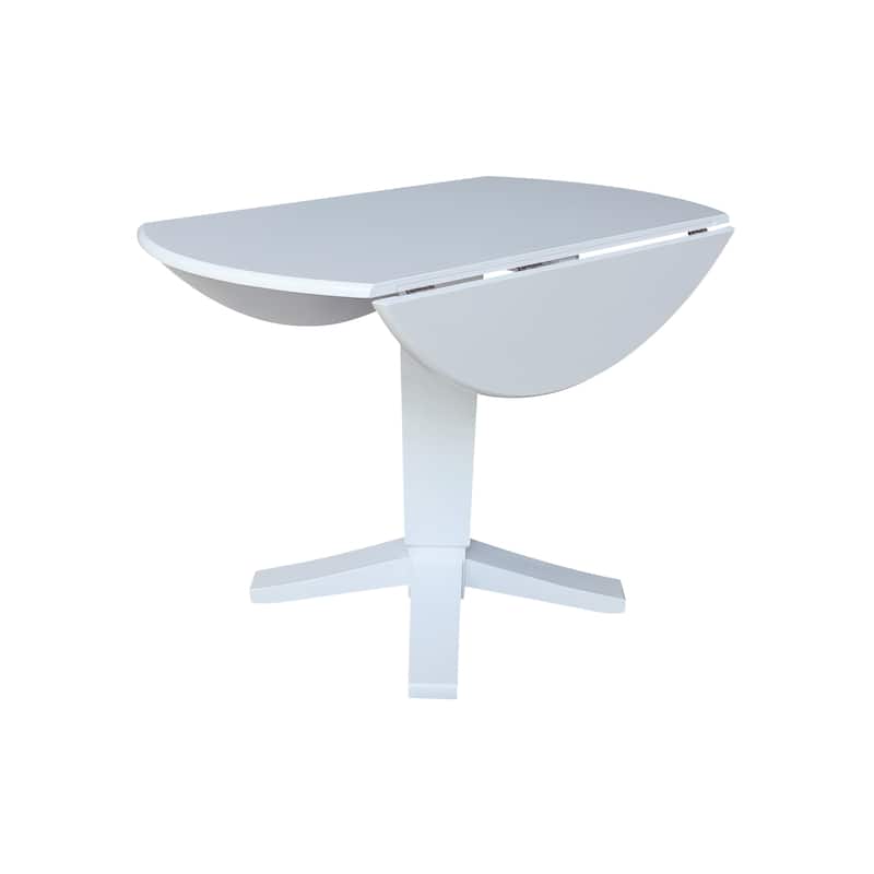 42 in Solid Wood Round Dual Drop Leaf Pedestal Dining Table
