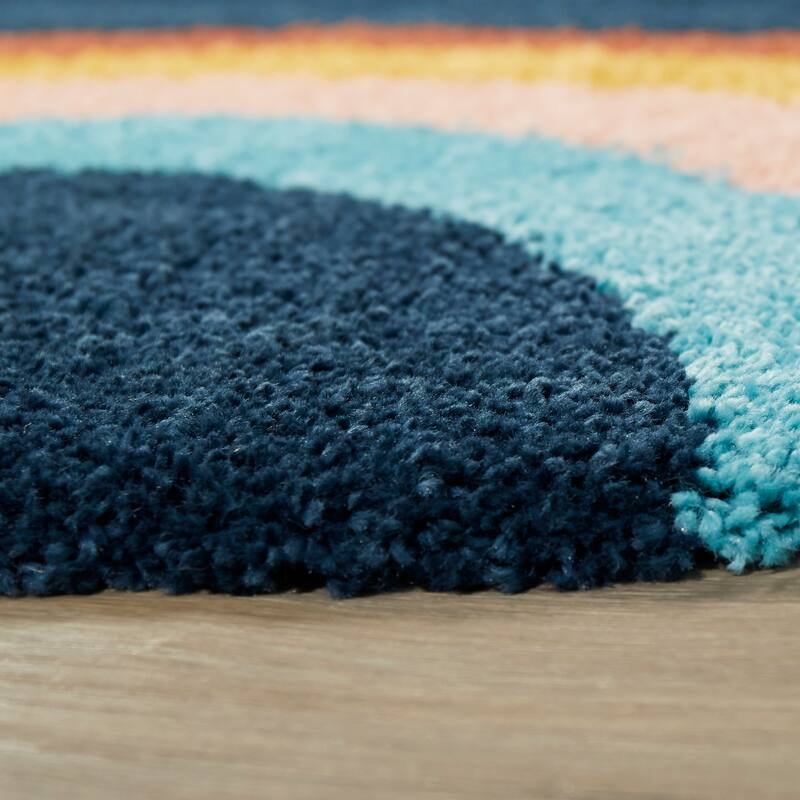 Mod-Tod Amelia Rainbow Print Shag Kids Area Rug