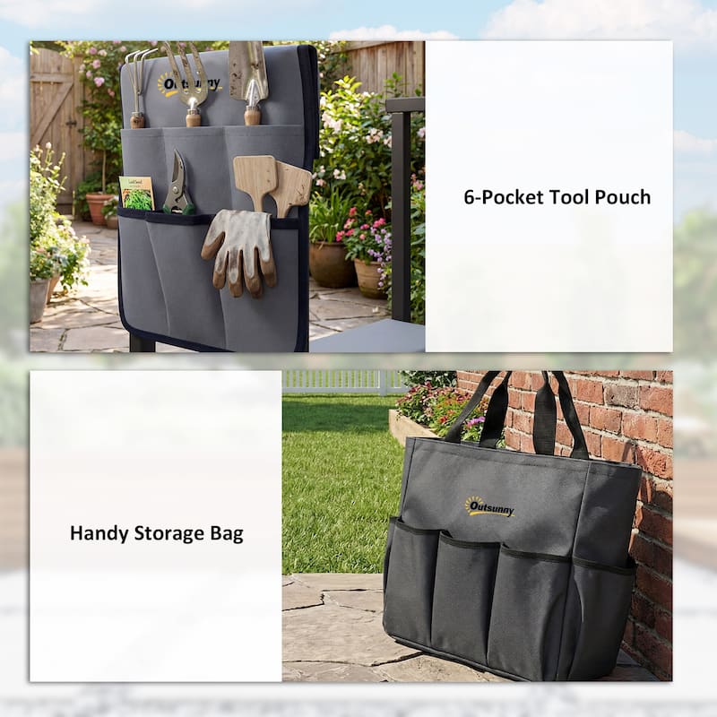 Outsunny Garden Kneeler and Seat, 330lbs Heavy Duty Foldable Gardening Stool with Extendable Legs, Thicker Soft Kneeling Pad