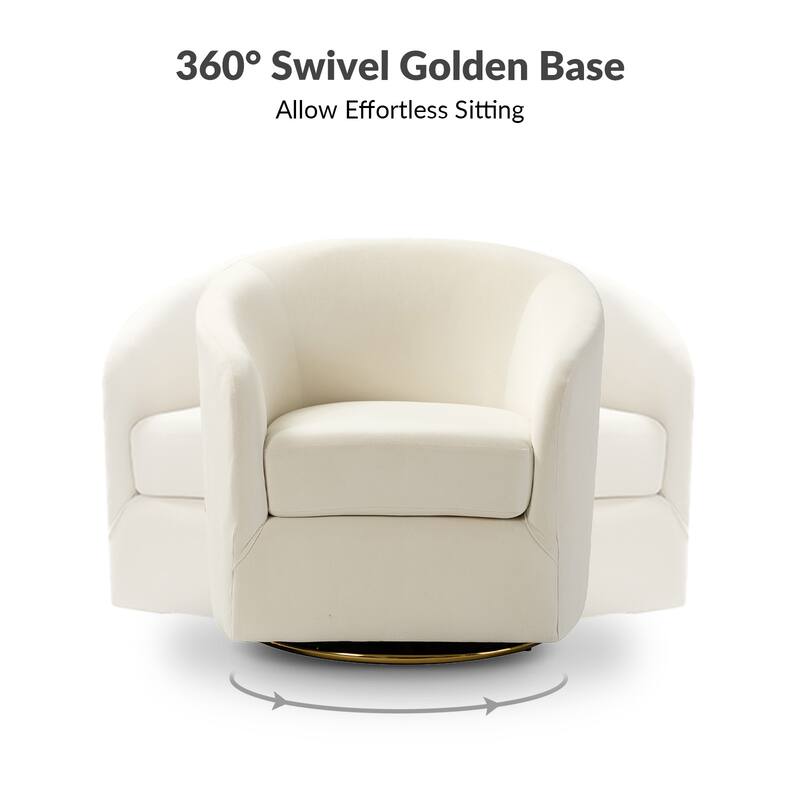 Eleuterio Modern Upholstered Swivel Accent Barrel Chair with Metal Base Set of 2 by HULALA HOME