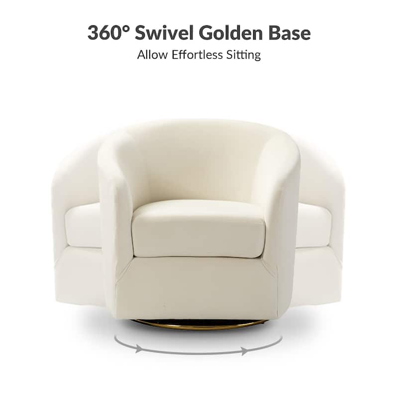 Eleuterio Modern Velvet Curved Swivel Accent Barrel Chair with Metal Base by HULALA HOME