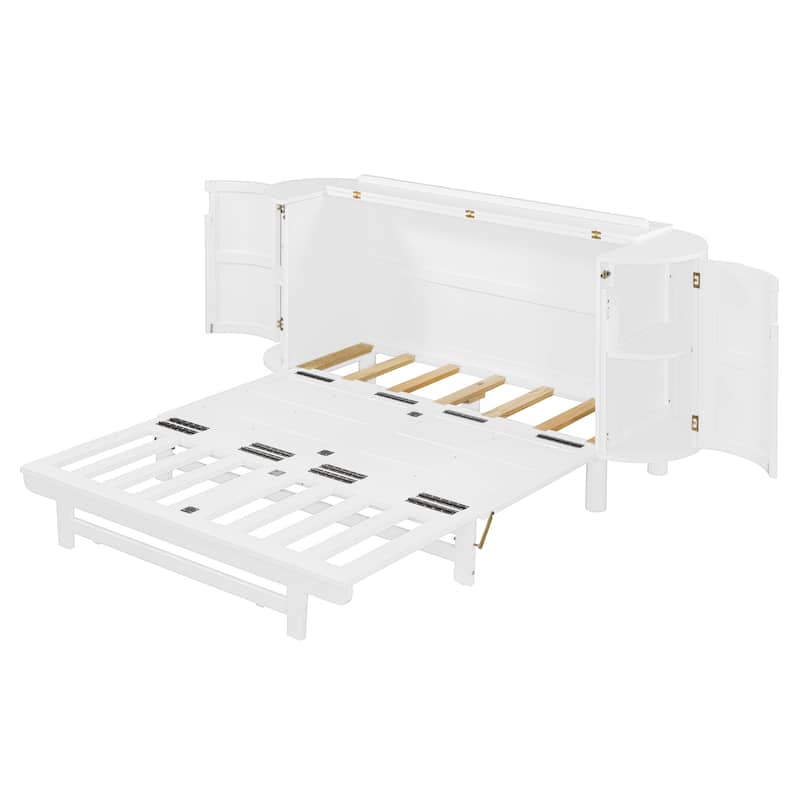 Queen Smart Murphy Bed with Storage Cabinet, Space-Saving Design