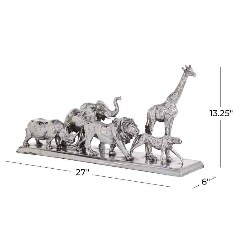 Polystone Safari Animals Sculpture - Silver - Roche River Decor