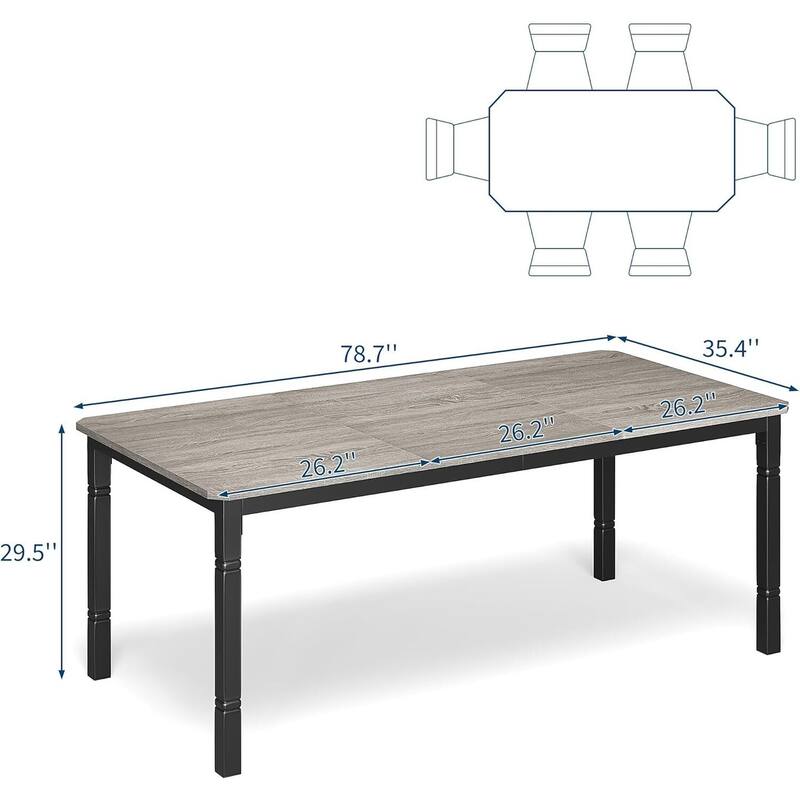 78.7" Large Industrial Dining Table for 6-8 People for Kitchen, Dining Room (Only Table)