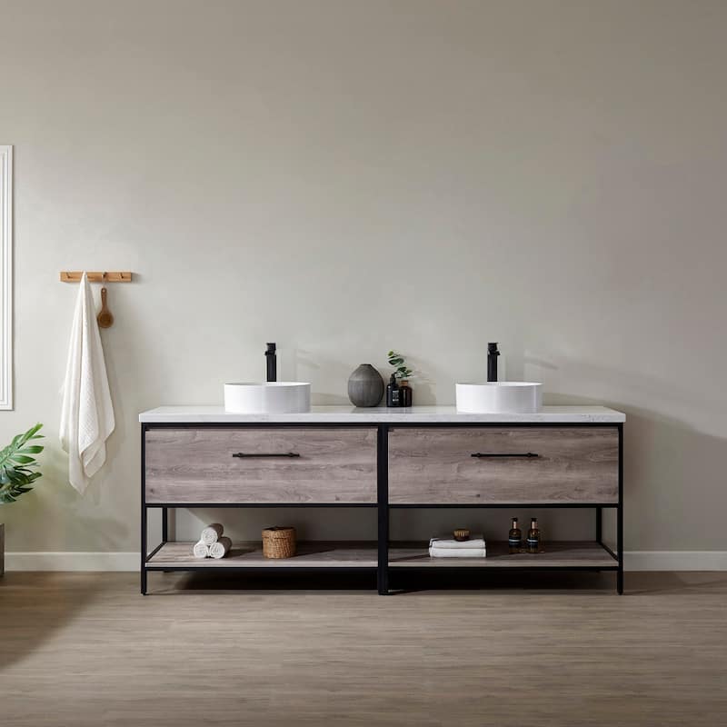 Murcia 84" Vanity with Countertop and vessel sink Without Mirror