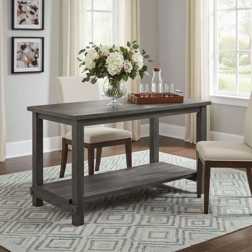 HomeRoots 60" Gray Wood Dining Table - 60.00 in. x 36.00 in. x 30.00 in.