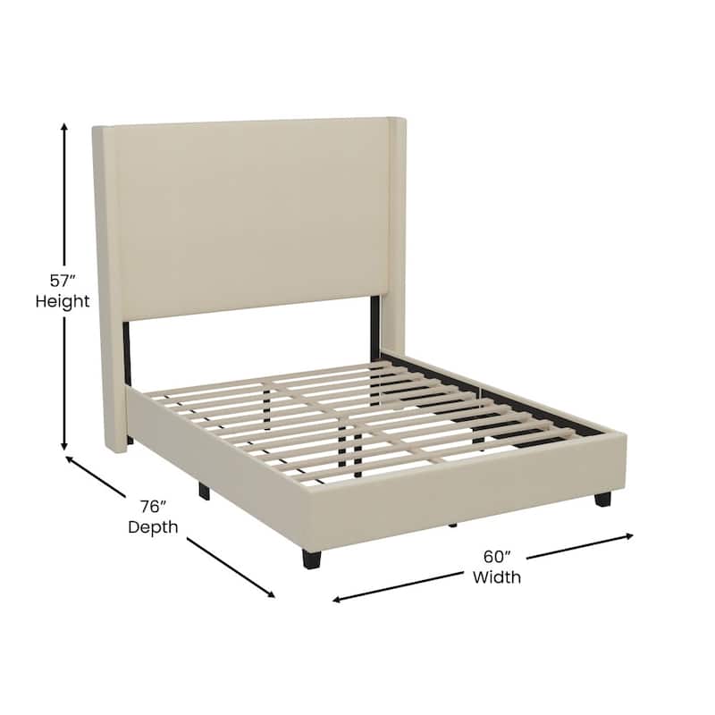Modern Upholstered Platform Bed with Channel Stitched Headboard