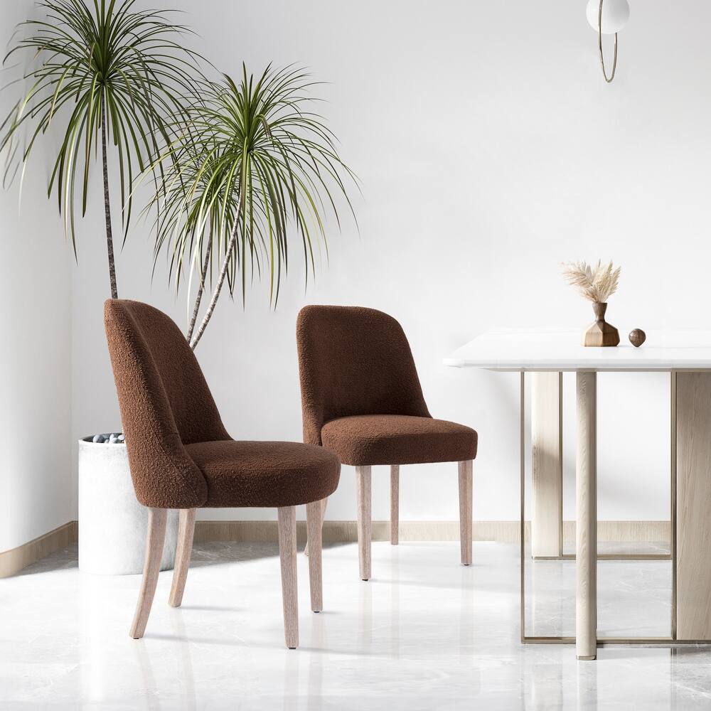 Boucle Polyester Upholstered Side Chair - Water/ Stain Resistant (Set of 2)