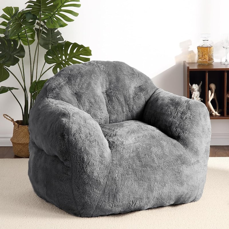 Beanbag Sofa Chair with Armrests for Living Room - Small - Dark Grey