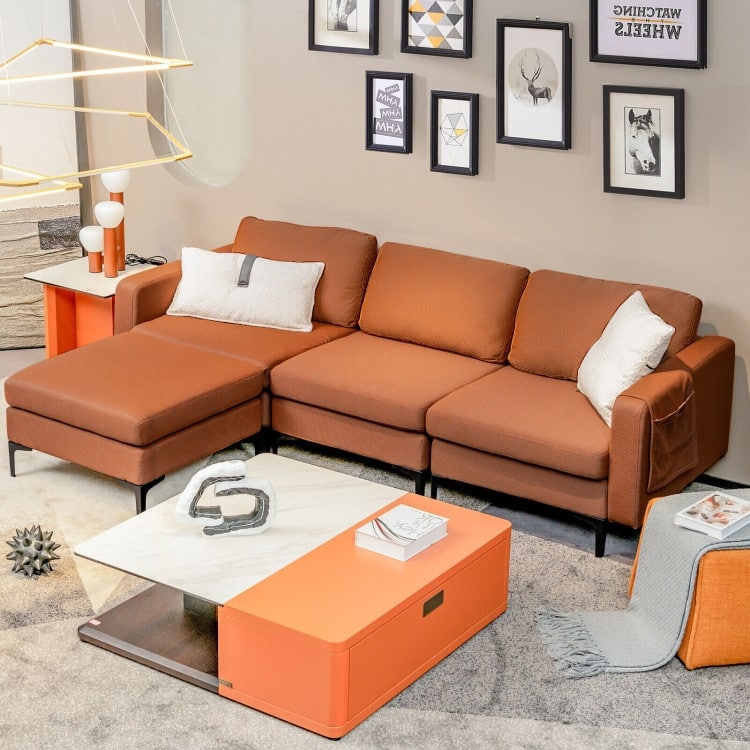 Modular L-shaped Sectional Sofa with Reversible Chaise and 2 USB Ports - 94.5" x 63" x 32.5"(L x W x H)