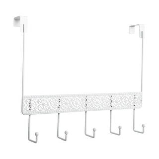 Elle Décor Dentelle 5 Hook Over the Door Hook in White - 15"x 4"x 10"