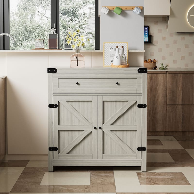 Furniwell Storage Cabinet Modern Farmhouse Kitchen Sideboard