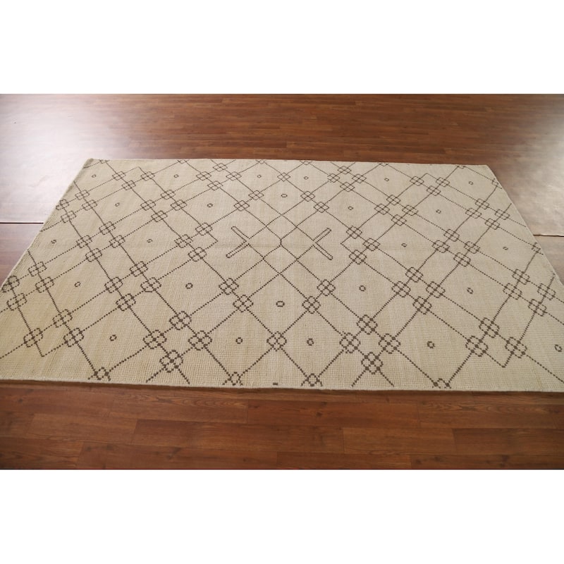 Geometric Moroccan Oriental Area Rug Bedroom Handmade Wool Carpet - 4'9"x 7'10"