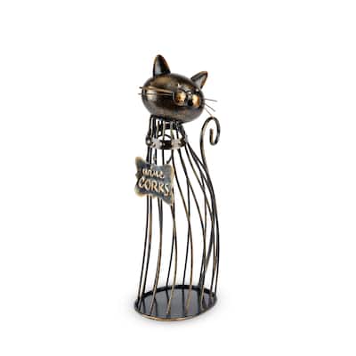 Cat Wine Cork Display - Metallic - 13" x 6"