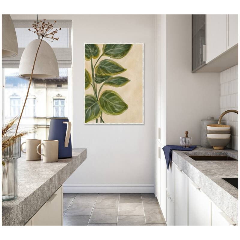 Kate and Laurel Sylvie Green Foliage Framed Canvas by Nikita Jariwala