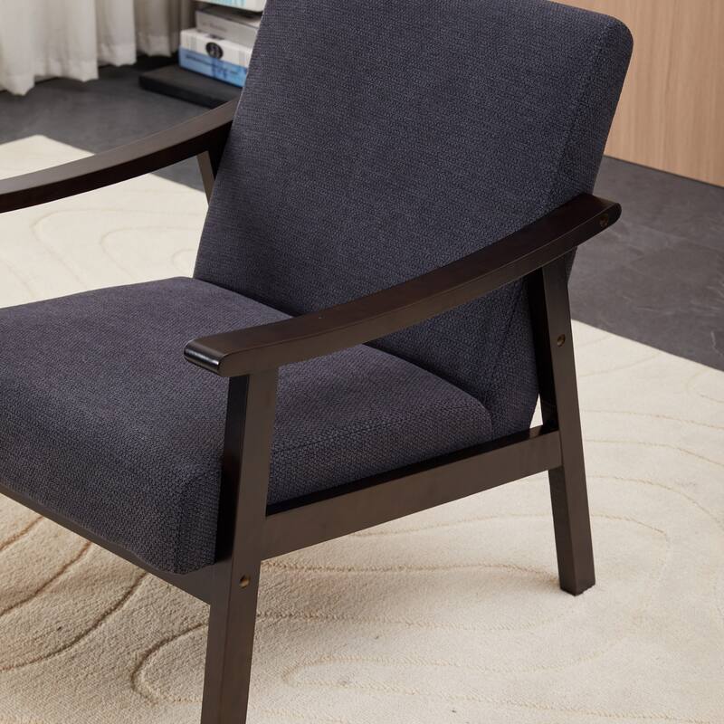 Medieval-inspired Modern Armchair with High back Upholstered Chair, Solid wood legs, Leisure reading chair