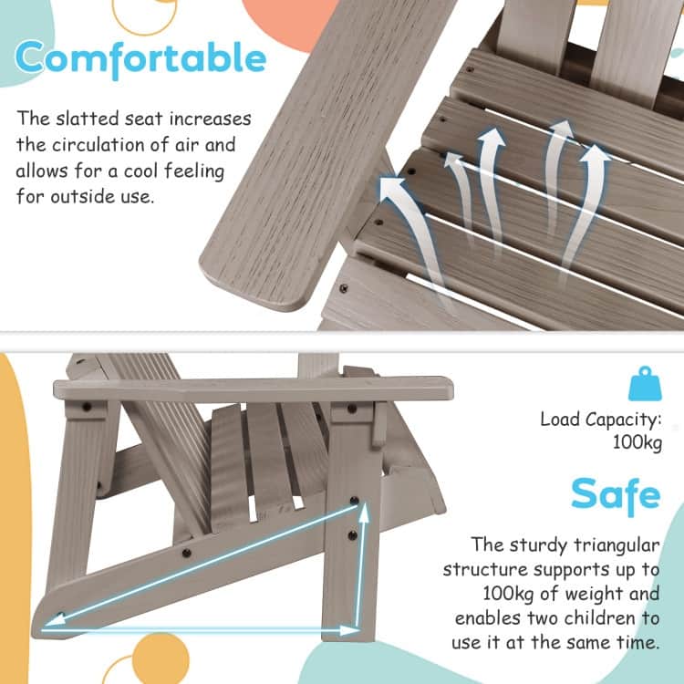 2-Person Outdoor Adirondack Chair with Slatted Seat - 22"x 20" x 35.5"
