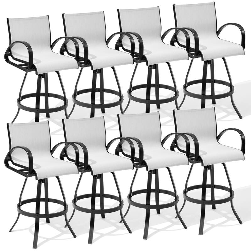 Crestlive Products Outdoor Patio All-weather Aluminum Swivel Bar Stools Sunbrella