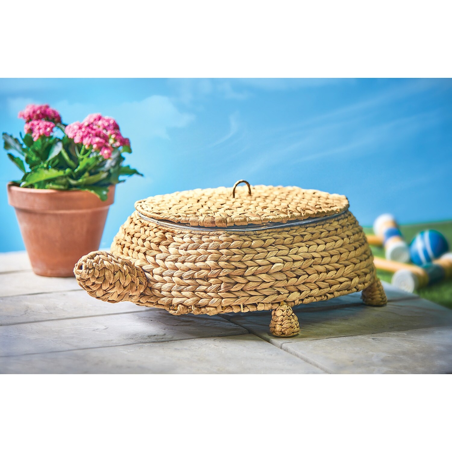 Shop Dennis East Woven Wicker Turtle Shaped Basket With Metal Liner Decorative Bowl Planter Ice Bucket 24 X 16 X 8 Beige On Sale Overstock 31585358