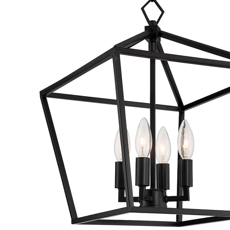 Pendant Chandelier 13" Modern Geometric Cage Shade 4-Light - 13" x 144"