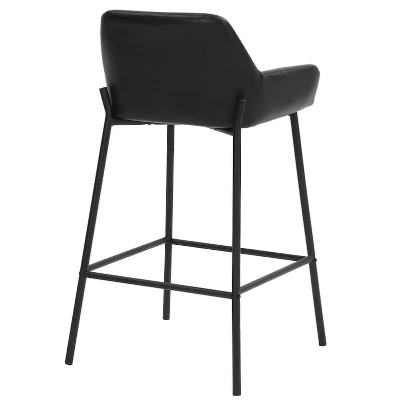 Contemporary Faux Leather & Metal 26" Counter Stool, PU, Set of 2