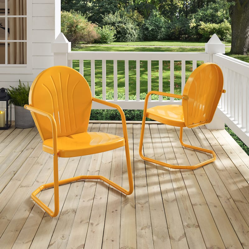 Crosley Griffith Metal Chair In Tangerine - 22 W x 28.2 D x 33.25 H