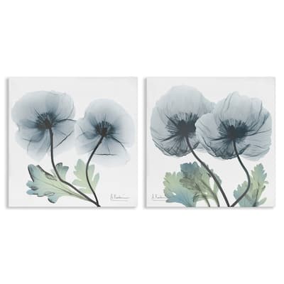 Stupell Luminous Sapphire Florals Canvas Wall Art Design By Albert Koetsier (Set of 2)
