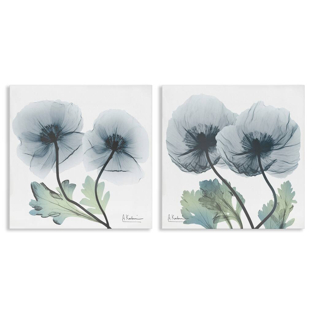 Stupell Luminous Sapphire Florals Canvas Wall Art Design By Albert Koetsier (Set of 2)