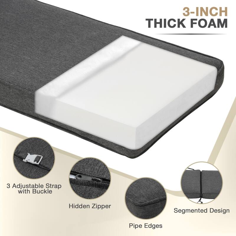 Aoodor Patio Chaise Lounger Cushions Set of 2, Olefin Fabric, Water-Resistant, 72x21x3 Inches(Only Cushions)