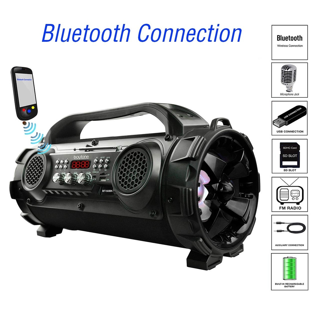 Indoor//Outdoor 2.1 Hi-Fi Cyli Refurb Boytone BT-50BK Portable Bluetooth Speaker