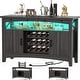 preview thumbnail 8 of 7, Farmhouse 47" Wine Bar Cabinet with Power Outlets & LED Lights, Industrial Coffee Bar Liquor Cabinet with Shelves & Wine Rack