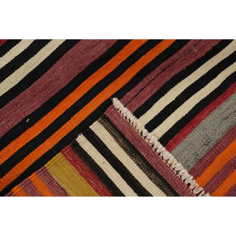 Hand Woven Oriental 100% Wool Carpet Southwestern Geometric Multi-Colored Kilim Area Rug - 7' 11'' X 5' 2''