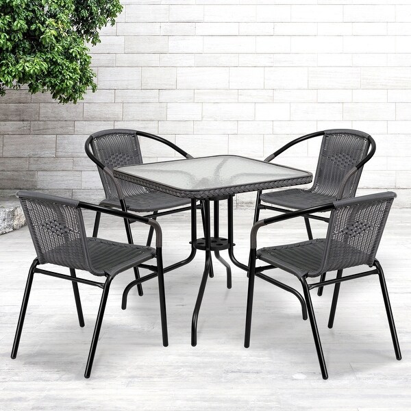 Shop Zata Grey Rattan 5-piece Indoor Outdoor Square Bistro ... (600 x 600 Pixel)