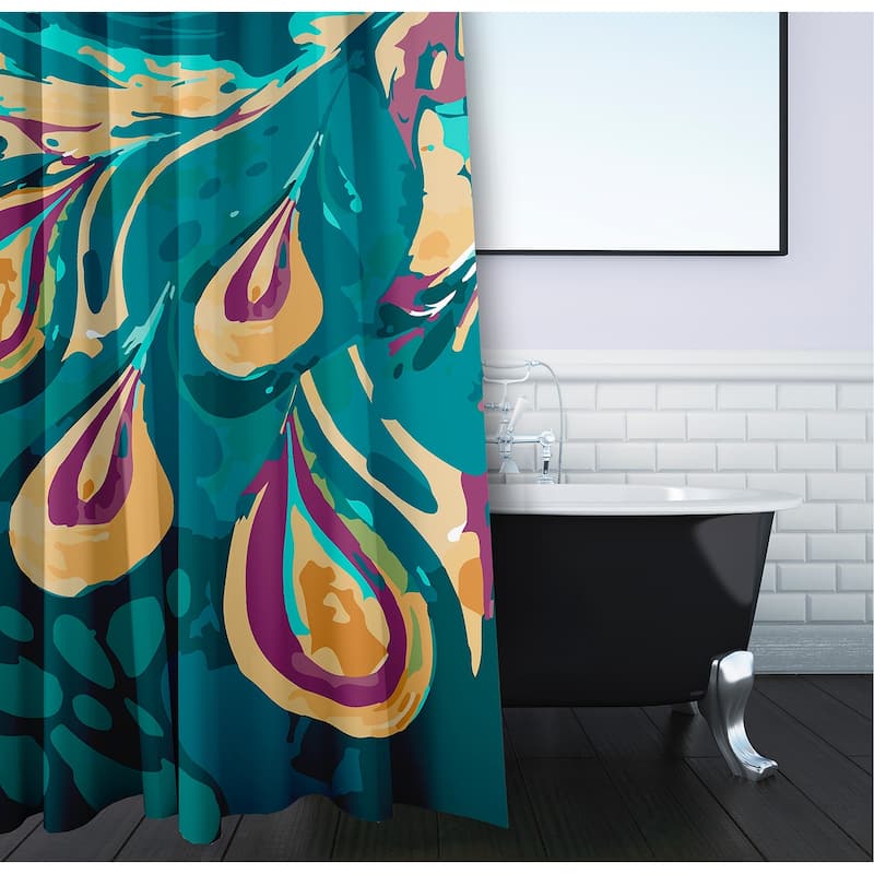 71 x 74-inch Boho Splash Geometric Print Shower Curtain