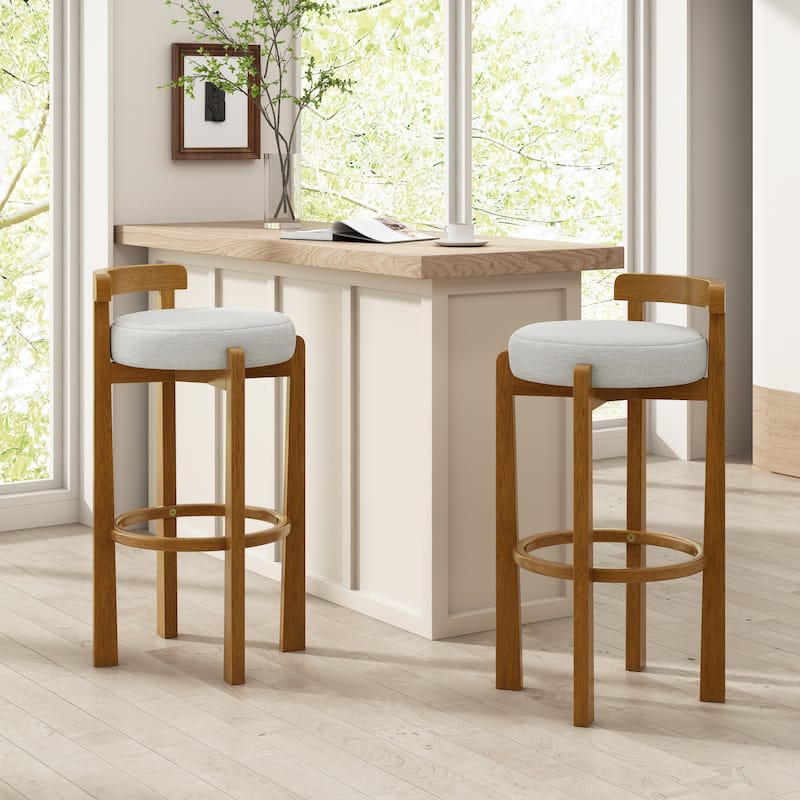 Christopher Knight Home - Elise Modern Low Back Barstool Set with Rounded Seat and Rubberwood Frame