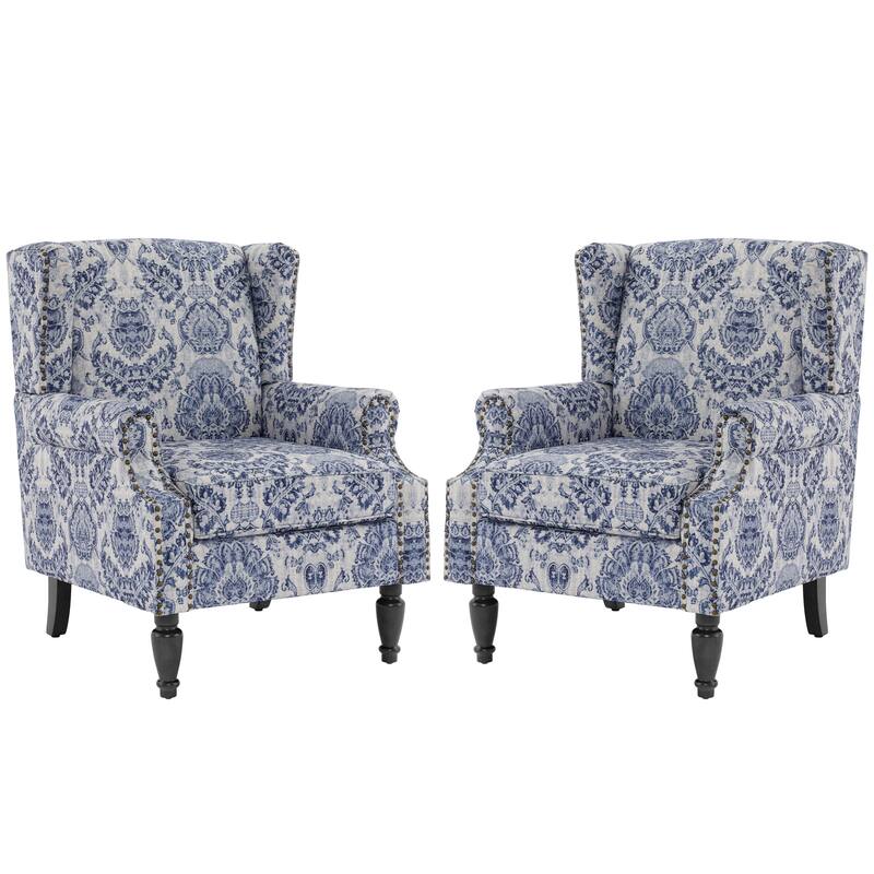 Set of 2 Patterned Upholstered Accent Chair for Living Room