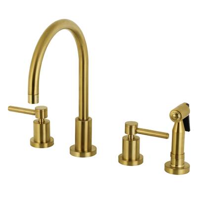Kingston Brass Concord Deck Mount Widespread Kitchen Faucet with Brass Sprayer