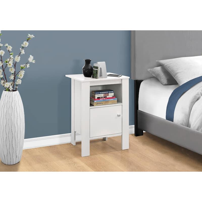 Contemporary 24" Wood Rectangular End Table with Shelf and Cabinet Modern Living Room Nightstand - 17.25"L x 14"W x 24.25"H